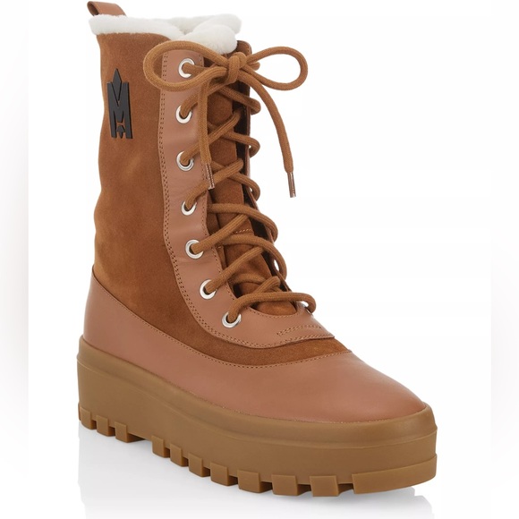 MACKAGE Boots HERO-MS COGNAC 45 (US 12)- BNWT Shearling pinned lug sole Boots - Picture 4 of 11